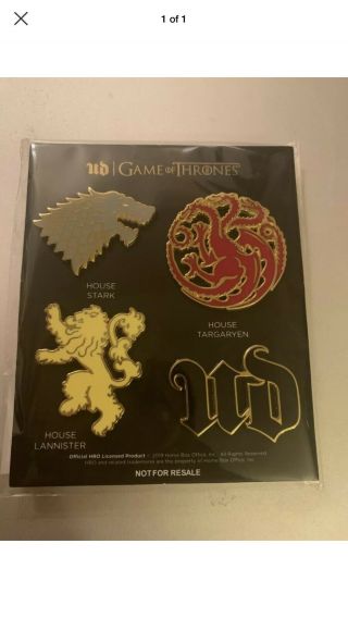 Urban Decay X Game Of Thrones Limited Edition Pin Set Hbo Stark Targaryen Le