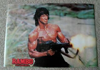 Sylvester Stallone 1985 Rambo First Blood Part Ii Machine Gun One Stop Poster Fn