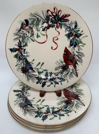Lenox Winter Greetings Fine China Set Of 4 Dinner Plates First Quality