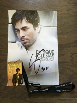 Enrique Iglesias Euphoria World Tour Authentic Autographed Poster With Vip Badge
