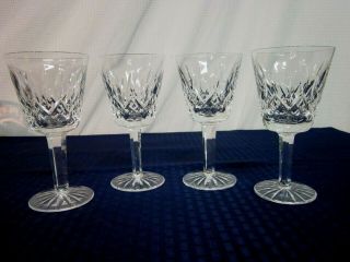 4 Waterford Crystal 5 7/8 " Claret Wine Glasses.  Signed.  Lismore.