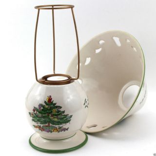 Spode Christmas Tree Pierced China Lamp Tea Light Candle Votive NIB 2