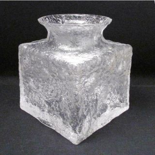 Iittala Finland Timo Sarpaneva Crocus Textured Glass Vase Mid Century Modern
