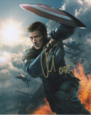 Chris Evans Avengers Captain America Signed Autographed 8x10 Photo C321