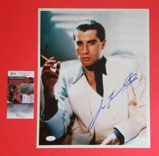 John Travolta Signed 11 " X14 " Color Photo With Jsa Saturday Night Fever Psa