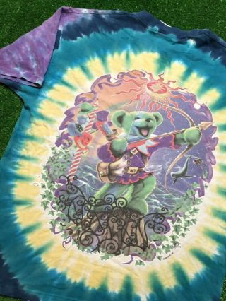 VTG Grateful Dead L Liquid Blue Tie Dye Summer 1998 Tour Concert T Shirt SZ L 2