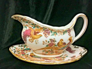 Royal Crown Derby Olde Avesbury Ely Chelsea Shape Gravy Boat W/underplate Rare