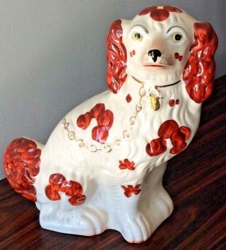 Staffordshire Antique Mantle Dog Red White Spaniel Arthur Wood England