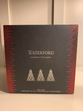 Waterford Crystal - Set Of 3 Mini Christmas Trees - 3 " - Red,  Green,  White -