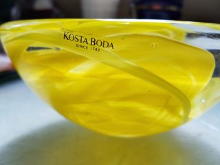 Vintage Kosta - Boda Large Yellow Atoll Art Glass Bowl Scandinavian