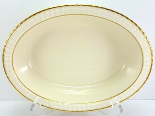 Lenox Citation Lace Oval Vegetable Bowl 9.  75 " Ivory W White Lace And Gold Trim