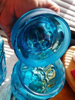 Vintage LE Smith Moon and Stars Blue Glass 4 Piece Canister Set 6