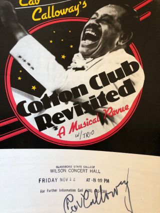 Cab Calloway Hand Signed Autograph On Flyer For Performance