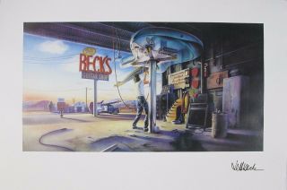 Jeff Beck Guitar Shop 1989 Signed Lithograph Poster Automobile Music Mechanic Nm
