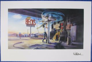 JEFF BECK GUITAR SHOP 1989 SIGNED LITHOGRAPH POSTER automobile music mechanic NM 3