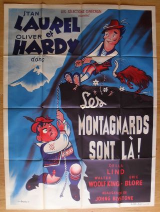 Laurel And Hardy Swiss Miss French Movie Poster R60s Litho 63 " X47 "