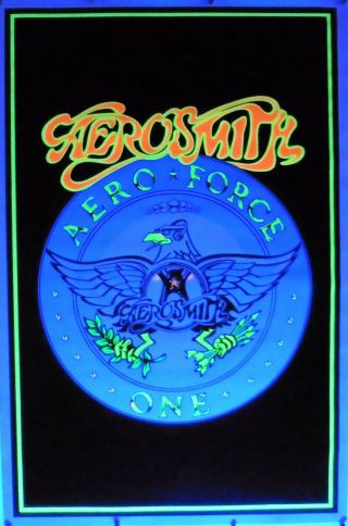Aerosmith Flocked Black Light 23 " X 35 " Poster Aero Force One Nos 846 (b200)