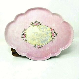 Antique Limoges France Floral Hand Painted Porcelain Pink Rose Vanity Tray