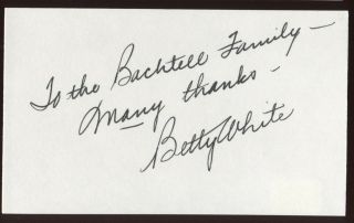 Betty White Signed Index Card Signature Autographed Auto Golden Girls
