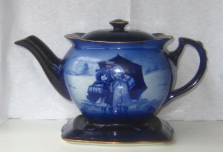 Extremely Rare Lord Nelson Blue Children Teapot On Stand