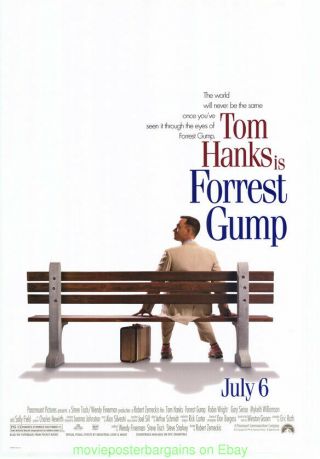 Forrest Gump Movie Poster 1 Sided 27x40,  Tom Hanks Bonus
