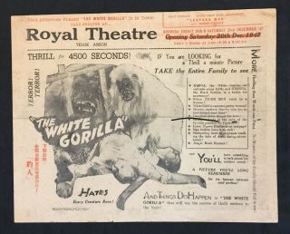 1947 Malaya Movie Flyer 白金鋼大戰黑金鋼 The White Gorilla Ray Corrigan