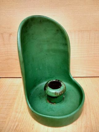 Vintage Roseville Pottery Matte Green Chamber Candle Holder 1910 ' s Candlestick 6