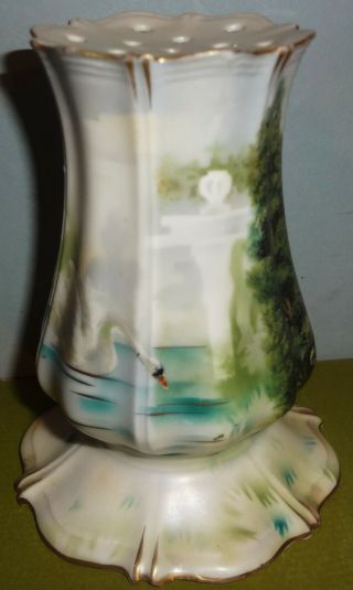 The Ultimate R.  S.  Prussia Mold 805 Swans - Evergreens - Hatpin Holder - Muffineer