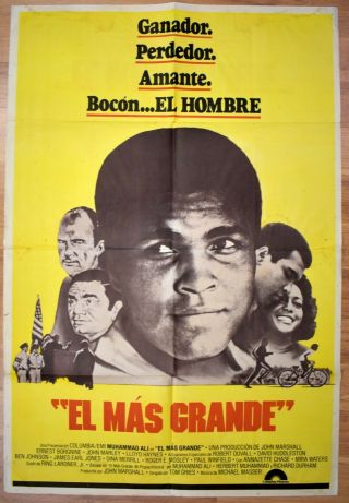 Vintage 1977 Muhammad Ali " The Greatest " Spanish One Sheet Movie Poster Ex Cond