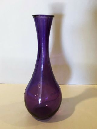 Purple Recycled Art Glass Teardrop Vase Hand Molded 18” Tall From Spain