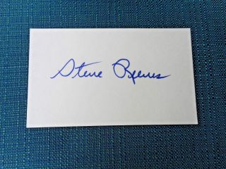 Steve Reeves Autographed 5 X 3 Index Card With Photo.