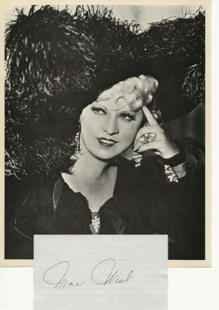8x10 Photo Of 1930s Sex Symbol & Hand Signed Card By Pretty Mae West