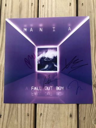 Fall Out Boy Autographed Lithograph Poster Mania Fob 12x12 Signed Pete Wentz