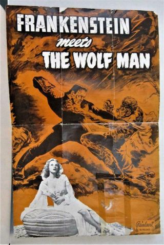 1943 Frankenstein Meets The Wolf Man 1949 Rerelease Pressbook Chaney Jr Lugosi