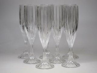 (6) Mikasa Crystal Park Lane 8 3/4 " Champagne Flutes Glasses