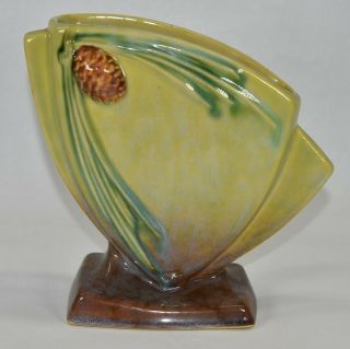 Vintage Roseville Pottery Wincraft Green Pine Cone Ceramic Vase 272 - 6