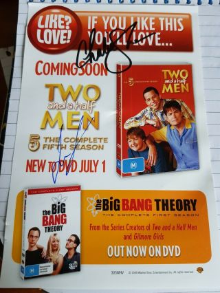 Two And A Half Man.  Phamplet Signed By Jon Cryer And Charlie Sheen.