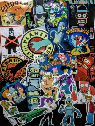 22,  Sticker,  Decals,  Futurama,  Set,  2x3,  Fry,  Leela,  Robot Bender,  Cartoon Show