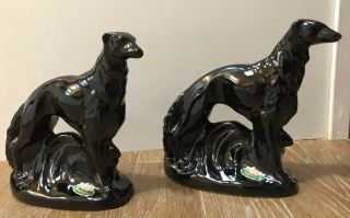 Rosemeade Pottery Black Wolfhound Bookends TWO 2