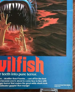 Vidmark Ent Horror VHS Video Store Promo Poster DEVIL FISH 1984 Lamberto Bava NM 5