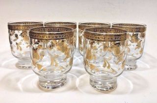 Vintage Set Of 6 Culver Ltd.  22kt Gold Chantilly Pattern 8 Oz.  Glasses