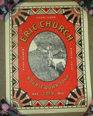 Eric Church Concert Poster Milwaukee 3 - 29 - 19 3 - 30 - 19 2019 Print 12line