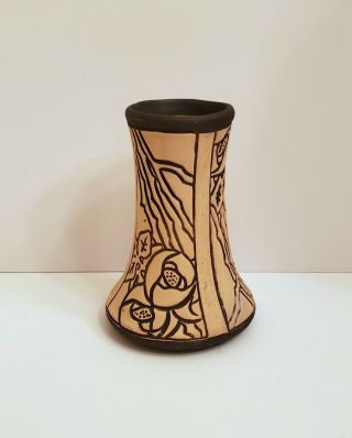 Vintage Weller Burntwood Claywood Vase 5 " Arts & Crafts Mission Style