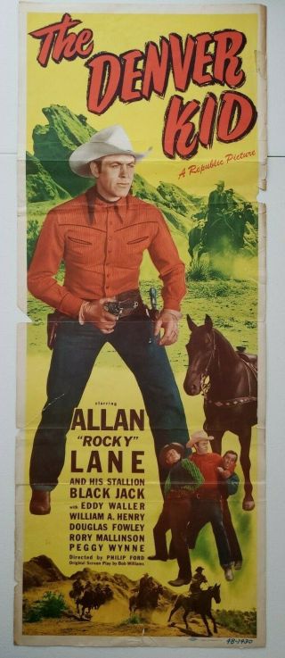 The Denver Kid 1949 14 " X36 " Orig Movie Poster Allan Rocky Lane Western