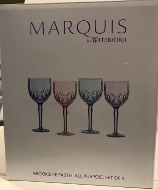Marquis By Waterford Brookside Pastels All Purpose Goblets/glasses Set Of 4 $125
