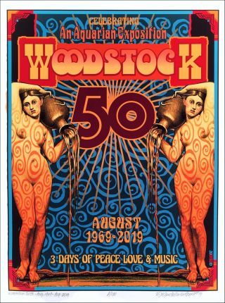 Woodstock 50th Anniversary Poster " Nymphs " Hand - Signed By David Edward Byrd