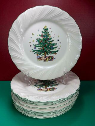 - 10 Happy Holidays Nikko Christmas Berries & Holly Dinner Plates 10 5/8 "