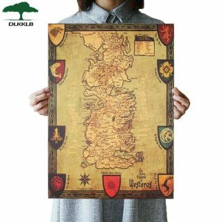Game Of Thrones Westeros Map Retro Kraft Paper Poster Decorative Wall Painting