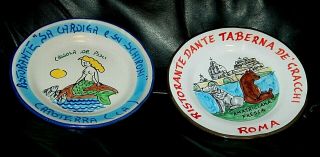 2 X Buon Ricordo Plate Solimene Vietri Italian Ceramic Roma & Capoterra