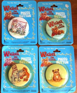 Star Wars Wicket The Ewok Photo Buttons - 12 Unique & On Cards